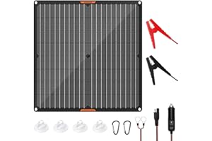 MHPOWOS Panneau solaire 30 W 12 V Chargeur de batterie solaire de voiture Portable Chargeur de batterie solaire étanche & Chargeur d'entretien avec prise allume-cigare Trickle & pince crocodile
