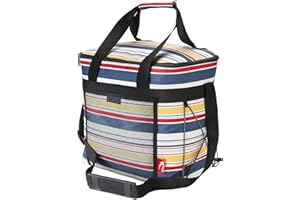 CABIN MAX Picnic Insulated Cool Bag with 2 bottle holder straps, netted pocket, bungee cord. Folds flat Large- 28 litre