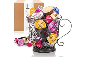 TEMPERY Porta Cialde / Porta capsule Nespresso - Design Originali Nero - Nespresso Dolce Gusto Lavazza Bialetti Porta Capsule - Accessori per caffè perfetto Grande capacità (70 pz) Abbellisci la tua cucina