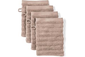 ‎PURE LABEL Pure Label Waschlappen - 4er-Pack 16x21cm aus 100% Baumwolle - saugstark, schnelltrockend & weich - Waschhandschuh mit Anhängeschlaufe - Oeko-TEX Zertifiziert - Hellbraun