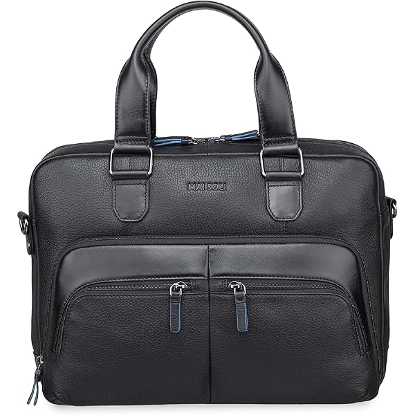 MAI SOLI Boston Genuine Leather Compact and Slim Laptop Bag for