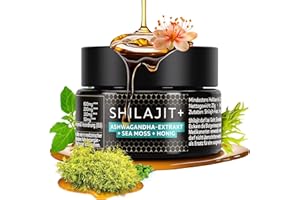 ‎5 ELEMENTUM Original Shilajit mit Ashwagandha und Sea Moss & Manuka Honig 25g – 82% Fulvinsäure Mumijo Shilajit Hochdosiert I Natürlicher Geschmack I 60 Tage Sonnen-Trocknung I Traditionelle Handernte