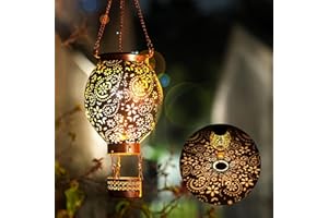 JOYCREATOR Latarnie solarne do użytku na zewnątrz, 2 sztuki, wodoszczelne metalowe latarnie solarne do użytku na zewnątrz, do ogrodu, na balkon, taras, trawnik, jako prezent (balon na gorące powietrze)