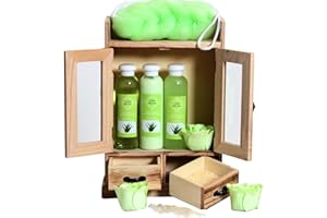 ‎BRUBAKER BRUBAKER Cosmetics Zestaw do Kąpieli i Pielęgnacji Aloe Vera w Drewnianej Szafce - Zestaw Upominkowy