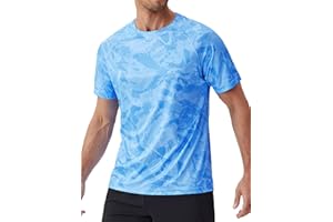 PINSPARK Koszulka męska UV Rashguard, koszulka sportowa, UPF 50+, z krótkim rękawem, oddychająca koszulka do biegania, pływania, surfingu