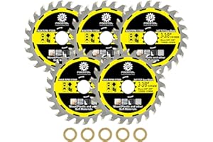 FOCSTOL TCT 5 szt. ostrze do cięcia drewna - 85 mm, ostrze do piły tarczowej do tworzywa sztucznego, trzpień szlifierki kątowej 3/5 cala - 3/8 cala (15 mm-10 mm)
