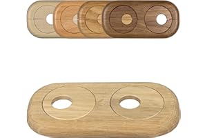 FUX Roseta doble para tuberias de calefaccion, distancia variable entre tubos, diferentes maderas y tamaños, embellecedor, cubre tubos radiador, tapa (15mm, roble crudo)