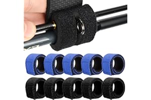 BUBUNY 10 Stück Angeln Elastisches Rutenband Angelrute Gürtel Klettband Gurt Elastisches Ruten Klettband Gurt Bänder Klettbänder Mit Schnalle für Angelruten Schwarz & Blau