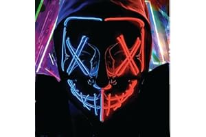 TK Gruppe Timo Klingler LED Halloween Maske - wie aus Purge steuerbar, Gesicht leuchtend, für Halloween, Fasching & Karneval als Kostüm für Herren & Damen (Farbauswahl)