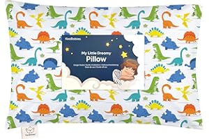 KEABABIES Cuscino per Bambini con Federa - Cuscini per Bambini in Cotone Biologico per Dormire, Cuscini per Bambini, Cuscini da Viaggio, Bambini Piccoli - Cuscino per Bambini da 2 a 5 Anni (Happy Dino)