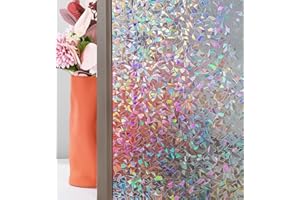 ‎CINBEE Cinbee 3D Fensterfolie Selbsthaftend Regenbogen Folie Fenster Blickdicht Dekorfolie Bunt (Bruchglas, 44.5x200)