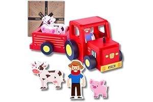 Jaques of London Wooden Tractor Toy | Red Tractor for 1 Year Olds | Wooden Toys for 2 Year Olds | Britains Farm Toy for Toddlers | Since 1795