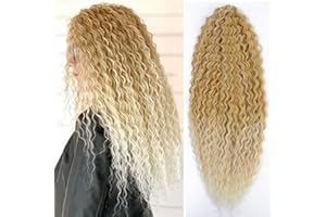 PORSMEER 3 Packs 22 Zoll Water Wave Twist Crochet Hair blond bis weißblond für Butterfly Locs Crochet Braids Bohemian Hair Extensions Pre-Looped Synthetic Hair Extensions für Frauen