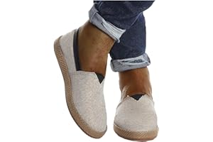 Leif Nelson LN200S Chaussures espadrilles à rayures pour homme - Pour les loisirs, les vacances - Pour l'été - Légères et plates - Blanc, beige, 41 EU