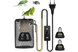 Adiwo sköldpadda värmespotlampa, reptiler värmelampa med skyddskorg, 2 stycken keramiska värmelampor med lampbashållare, just