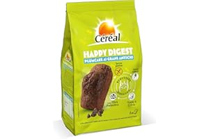 CÉRÉAL, HAPPY DIGEST, Plumcake ai grani antichi e cacao, Plumcake per il benessere digestivo, con farina di avena integrale e quinoa, Senza glutine e senza lattosio, Con fibra prebiotica, 170 g