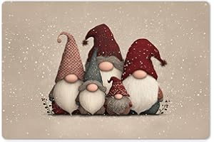 ‎KITCHENYEAH KitchenYeah© Platzsets Abwaschbar 6-Teilig 45x30 cm Tischsets Platzdeckchen rutschfeste Platzset Unterlage Tisch Set Esstisch Modern Placemats Wichtel - Weihnachten - Schnee