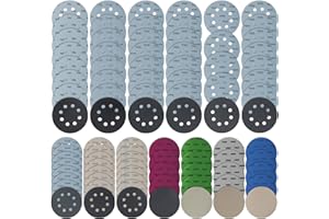 NUANGOO 86 Piezas Discos de Lija de 125mm，Reduciones de 8 Agujeros, 7000/3000/2500/1200/1000/800/600/400/140/150/60, Papel de Molienda Redonda para Amoladoras Excitadoras de Metal Laca de Metal