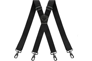 RIONA Réglable élastiques Hommes Bretelles Suspender X-Forme 3.8 cm Extra Fort avec 4 Clips Métalliques Diverses Couleurs