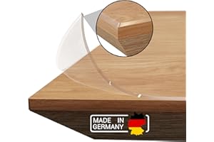 ‎DOMAR Domar - Tischfolie transparent 2mm nach maß - Made in Germany I Glasklare Tischdecke transparent mit abgeschrägter Kante I Zuverlässiger Tischschutz transparent für optimalen Schutz (90x200cm)