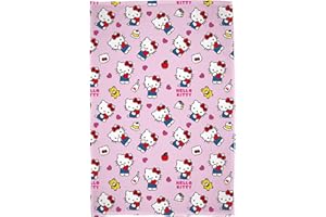 CHARACTER WORLD Hello Kitty Licensed Fleece Blanket | Super Soft Warm Pink Design with Teddy and Milk Bottles | Perfect for Home, Bedroom, Sleepovers & Camping 100 x 150cm