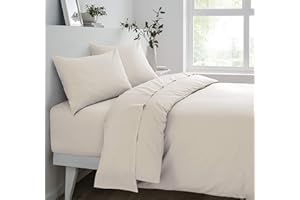 Sleepdown Prześcieradło z gumką, super miękkie, przytulne, łatwe w pielęgnacji, z polibawełny, luksusowa pościel 25 cm, głębokie nie wymaga prasowania, naturalne - pojedyncze