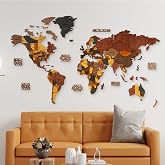 MAPOFX Ahşap Duvar Tablosu D&uuml;nya Haritası Dekoru, Ofis Dekoru (Basic, Large - 190x95 cm, Ahşap) MF506