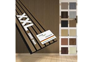 HEXIM Akustikpaneele 10 Stück 280x30cm Holz Grande - XXL Wandpaneele Platten Lamellen Holzpaneele Echtholzfurnier 21mm Filz Schalldämmung MDF Braun (8,41m² Smoked Oak)
