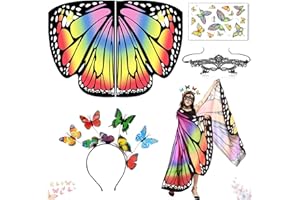 BITOYO Mantella Farfalla, Ali Farfalla Costume, Farfalla Mantello Ali Costume con Maschera, Ali Farfalla Costume Scialle Farfalla per Donna in Poliestere per Festa Carnevale Cosplay Costume da Ballo