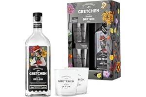 GRETCHEN Distilled Dry Gin Geschenk-Set, harmonischer Schwarzwald Gin der Hausbrennerei Schladerer und 2 x Gin Gläser, natürlich herb & fruchtig frisch mit feinen Quittennoten (1 x 0.7l)