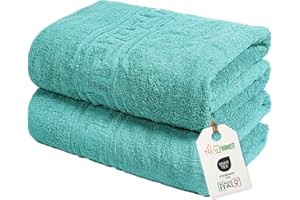 nice homeit Lot de 2 Grandes Serviettes de Bain 100 x 150 cm – Extra Large Serviette de Bain en 100% Coton Fil à Anneau – Extra Doux et Absorbant. Fabriqué en Italie (Bleu Eau)