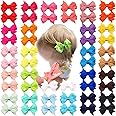 JOYOYO 50 Pcs Baby Hair Bows Toddler Gilrs Bows Grosgrain Ribbon Bows Mini Size Baby Bows 2 Inch, Hair Bows for Baby Girl Non-slip Full Ribbon Covered Safe Clips for Baby, Toddlers
