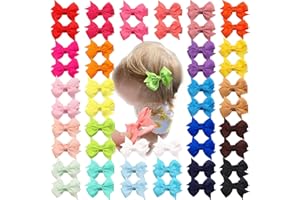 JOYOYO 50 pièces Pinces à cheveux pour bébé Nœuds en ruban, Mini nœud de 2 pouces Barrettes cheveux filles tout-petit