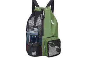 WANDF Swim Bag Mesh Drawstring Backpack with Wet Pocket for Swimming, Gym, and Workout Gear