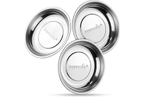Poppstar Juego de 3 bandejas magnéticas para taller, redondas, diámetro 150 mm, profundidad: 23 mm, material: acero inoxidable