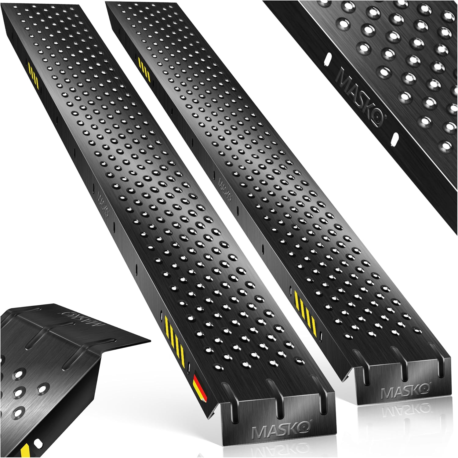 MASKO® 2X Rampa de Carga 400 kg | Acero galvanizado | Antideslizante | 200 kg* por Pieza | Máximo 400 kg* por par | Rampa de Carga para Motocicletas ATV y Cuatrimotos
