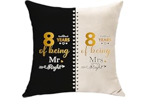HASODEO 8th Wedding for Her Him Cushion Cover Anniversary 8 Year of Marriage Gift for Husband Wife Anniversary Keepsake Couple Gifts 8th Anniversary Idea Bronze Gifts (8th)