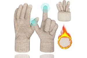 ehsbuy Guantes termicos Invierno para Mujer Pantalla Tactiles Lana Forro Cálido Cable Tejido Guantes Resistente al Viento Guantes de Teléfono para Movil Esquiar Ciclismo Conducir Deportes