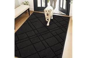 Biscpro dörrmatta inomhus 80 x 120 cm svart diamantmönster golvmatta tvättbar entrématta halkfri, dörrmatta matta för entré, uteplats, hall, trädgård, utomhus