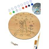 art inside Little Prince Telescope Wood Painting Canvas Set Gift Hobby Kit 20 Cm