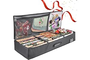 Geschenkpapier Aufbewahrung, GuKKK Groß Geschenkpapier Organizer 95 x 35 x 16 cm, Wasserdichtes 600D Oxford Gewebe Geschenkpapier Aufbewahrung Organizer, Aufbewahrung Geschenkpapierrollen mit Fächern