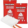 SecuCaptain Emergency Fire Blanket for Home and Kitchen - 2 Pack 40"x40" Flame Suppression Fiberglass Fire Blankets for House Camping Car Warehouse Office Emergency Survival Safety