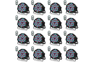 DELIBANG 16pcs 36 LED Par Can Light Stage Lighting RGBW DMX-7CH Disco Lights with Remote Controller via 7 Lighting Effects DJ Lights for World Cup Party Bar Club Band Wedding Halloween Christmas (UK Stock)