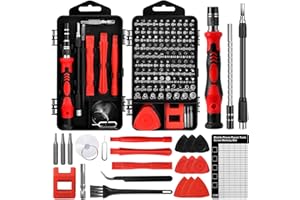 Zeawavsl Jeu De Tournevis De PréCision 122 En 1 (Avec Petite Brosse) – Kit D'Outils De RéParation De TéLéPhone Portable Pour Smartphones, Tablettes, Ordinateurs Portables, Lunettes (Red)