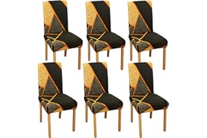 JMYDecor Coprisedie con Schienale, 6 Pezzi Coprisedia Elastico per Coprisedie Sala da Pranzo Rivestimento Sfoderabile, Fodere Sedie con Schienale Copertura Protettiva per sedie