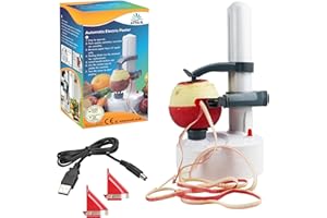 ARSUK Peladora eléctrica multifunción Peladora de Manzana giratoria automática Peladora de Patatas Máquina de Corte de Verduras Herramienta de pelado de Cocina de Acero (Blanco)