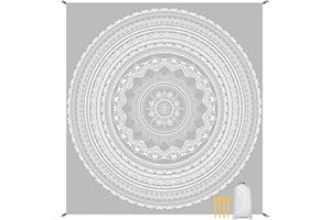 JOPEE Stranddecke Wasserdicht, 280 x 300cm Große Sandfrei Wasserdicht Strandmatte für 4-8 Personen, Leicht und Tragbar XXL Picknickdecke, Outdoor Camping Decke für Strand, Wandern, Reisen - Grau Blüte