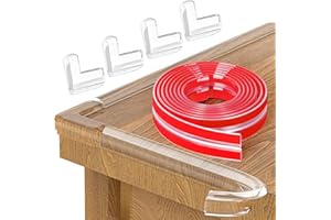 CENSUOBOB 2 m ochrona krawędzi dla niemowląt, przezroczysta, samoprzylepna taśma klejąca dla dzieci z 4 narożnikami, silikonowa ochrona narożników dziecka, miękka ochrona krawędzi stołu, zabezpieczenie przed