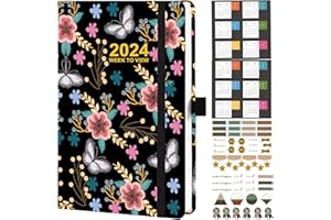 Nitukany Diary 2024 Week to View A5 Runs from January 2024 to December 2024, Faux Leather Hard Cover Weekly Diary for School Business & Office 5.7''x8.3''
