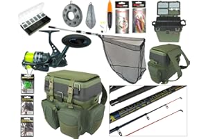 RODDARCH COMPLETE STARTER BEGINNER SEA FISHING KIT SET ROD REEL SEAT BOX & RUCKSACK NET